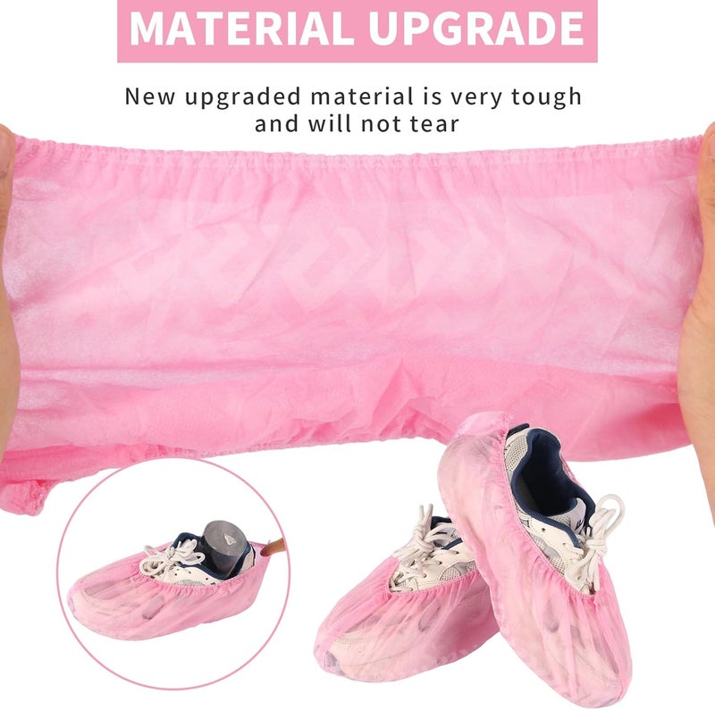 Frontline Shoe Covers Disposable Non-Slip 100 Pack, Premium Non-Woven Durable Booties Shoes Covers – Water Resistant Thick Anti-Slip - One Size Fits Most by (Pink 100 Pack) - Image 2